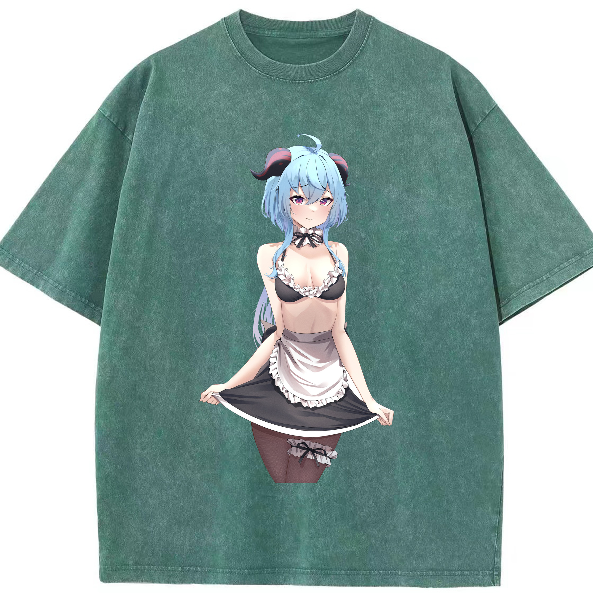 げんし神 甘雨 かんう genshin Ganyu 綿100% ヴィンテージ風 半袖Tシャツ（フロントプリント）